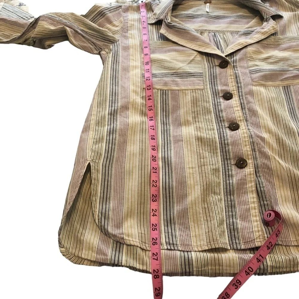 Free People High Tide Striped Button Down Shirt.‎ Size XS but oversized. Striped